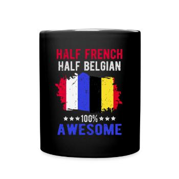 Half French Half Belgian - Full Colour Mug - black - Front