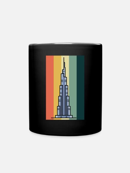 Burj Khalifa Dubai Retro Émirats Arabes Unis - Mug uni - noir