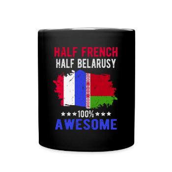 Moitié Français moitié biélorusse - Mug uni - noir - Devant