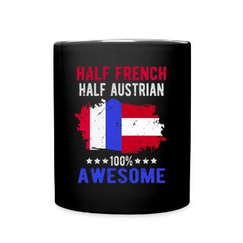 Halb Franzose Halb Österreicher - Tasse einfarbig - Schwarz - Vorne