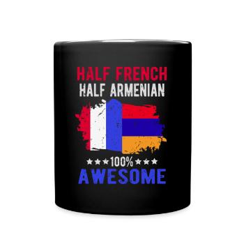 Halb Franzose Halb Armenier - Tasse einfarbig - Schwarz - Vorne