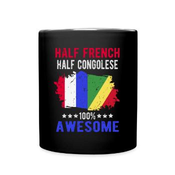 Halb Franzose Halb Kongolese - Tasse einfarbig - Schwarz - Vorne