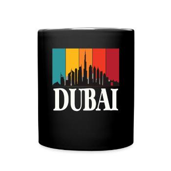 Skyline Dubai Burj Khalifa Emirates Retro UAE - Full Colour Mug - black - Front