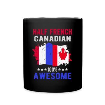 Moitié Français moitié Canadien - Mug uni - noir - Devant