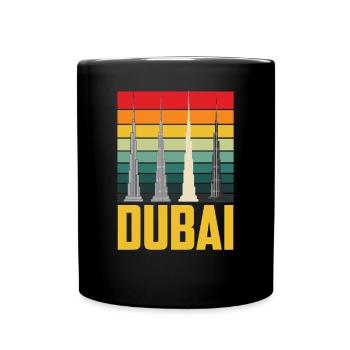 Dubai Skyscraper Burj Khalifa Retro UAE - Full Colour Mug - black - Front