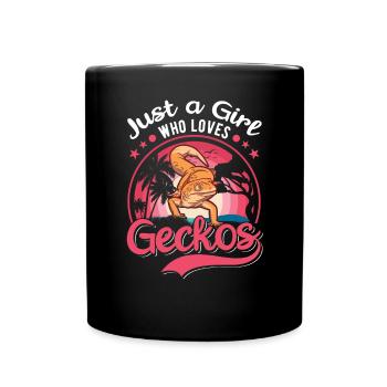 Gecko Mädchen Leopardengecko - Tasse einfarbig - Schwarz - Vorne