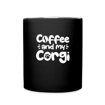 Corgi Kaffee - Tasse einfarbig - Schwarz - Vorne