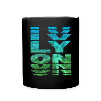 Lyon France Ville Skyline Accueil Amour - Mug uni - noir - Devant