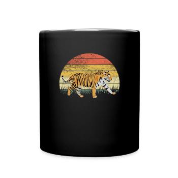 Tiger Animal Predator Africa Safari Dessin animé coloré - Mug uni - noir - Devant