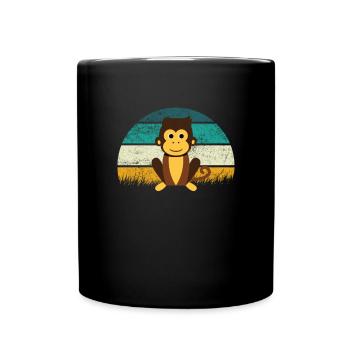Affe Retro - Tasse einfarbig - Schwarz - Vorne