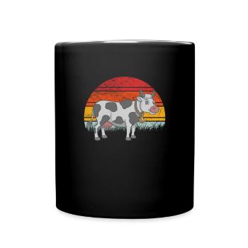 Kuh Retro Vintage Kühe - Tasse einfarbig - Schwarz - Vorne