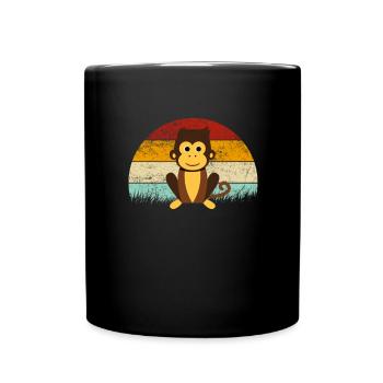 Singe Rétro Vintage Couleur Coloré Dessin Animé Singes - Mug uni - noir - Devant