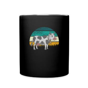 Cow Cows Cattle Calf Calf Bulls Retro Vintage - Full Colour Mug - black - Front