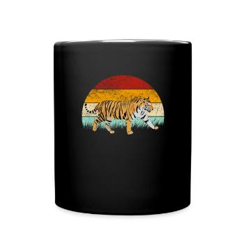 Tiger Animal Predator Africa Safari Dessin animé coloré - Mug uni - noir - Devant