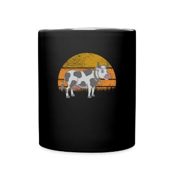 Cow Cows Cattle Calf Calf Bulls Retro Vintage - Full Colour Mug - black - Front
