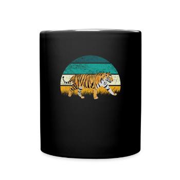 Tiger Animal Predator Africa Safari Dessin animé coloré - Mug uni - noir - Devant