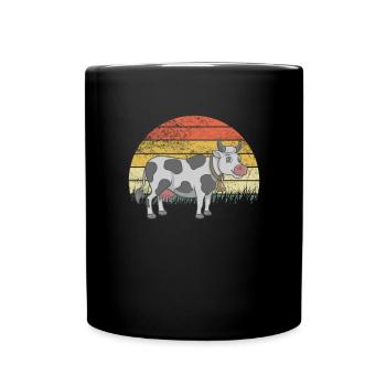 Cow Cows Cattle Calf Calf Bulls Retro Vintage - Full Colour Mug - black - Front