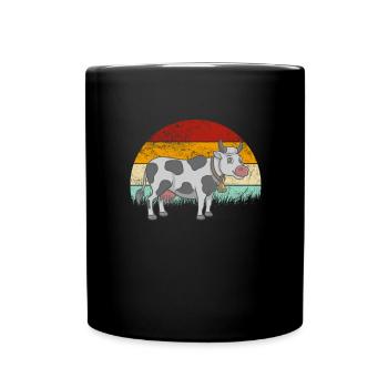Kuh Retro Vintage Kühe - Tasse einfarbig - Schwarz - Vorne