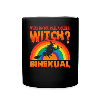 What do you call a queer witch Bihexual / LGBTQ - Full Colour Mug - black - Front