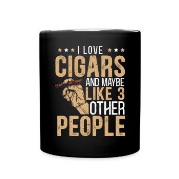 Ich liebe Zigarren und vielleicht wie 3 andere Leute - Tasse einfarbig - Schwarz - Vorne