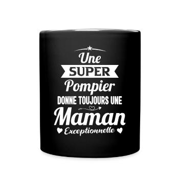 Super pompier maman sapeur pompier future mère - Mug uni - noir - Devant