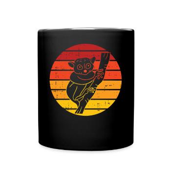 Niedliche Tarsier-Affenfamilie - Tasse einfarbig - Schwarz - Vorne