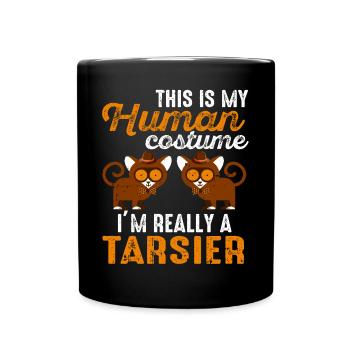 Niedliche Tarsier-Affenfamilie - Tasse einfarbig - Schwarz - Vorne