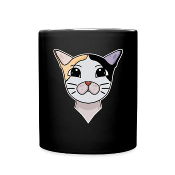 Japanese Bobtail Head Cat Cat Owner - Full Colour Mug - black - Front