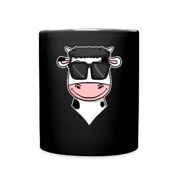 coole Kuh mit Sonnenbrille - Tasse einfarbig - Schwarz - Vorne