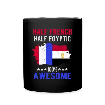 Halb Franzose Halb Ägypter - Tasse einfarbig - Schwarz - Vorne