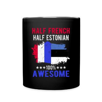 Moitié Français moitié estonien - Mug uni - noir - Devant
