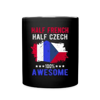 Halb Franzose Halb Tscheche - Tasse einfarbig - Schwarz - Vorne