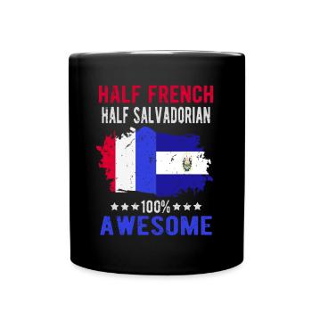 Moitié Français moitié salvadorien - Mug uni - noir - Devant