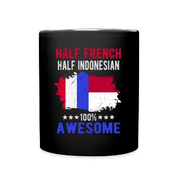 Moitié Français moitié indonésien - Mug uni - noir - Devant