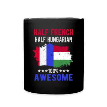 Halb Franzose Halb Ungar - Tasse einfarbig - Schwarz - Vorne