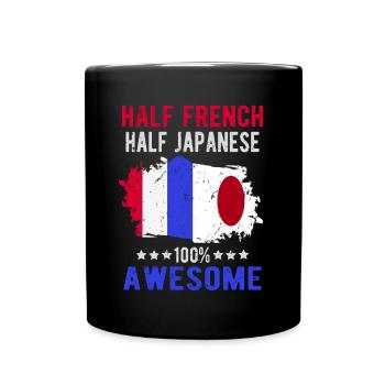 Halb Franzose Halb Japaner - Tasse einfarbig - Schwarz - Vorne