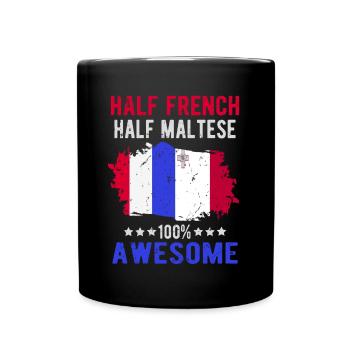 Halb Franzose Halb Mateser - Tasse einfarbig - Schwarz - Vorne