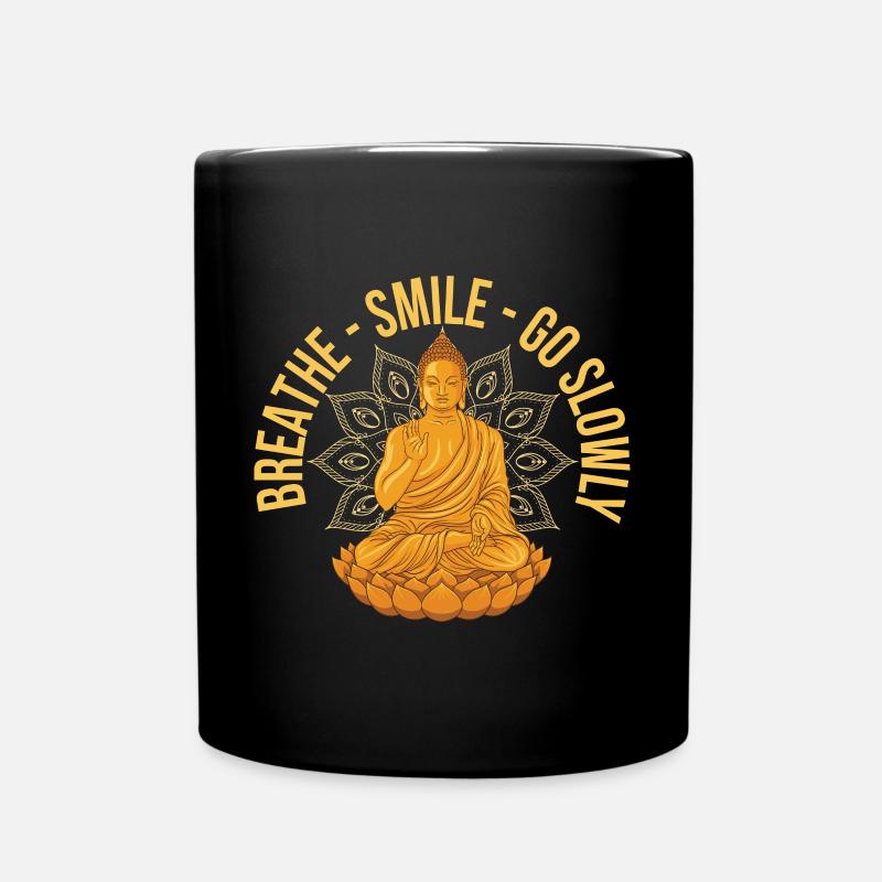 Bouddha Sourire Respiration Méditez - Mug uni - noir