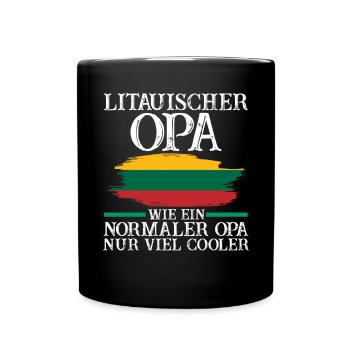 Litauischer Opa Litauer Litauen - Tasse einfarbig - Schwarz - Vorne