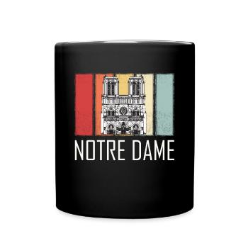 Notre Dame Retro Paris Cathedral French - Full Colour Mug - black - Front
