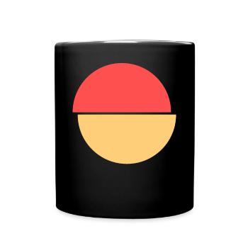 Half Circles Red And Yellow Design - Full Colour Mug - black - Front