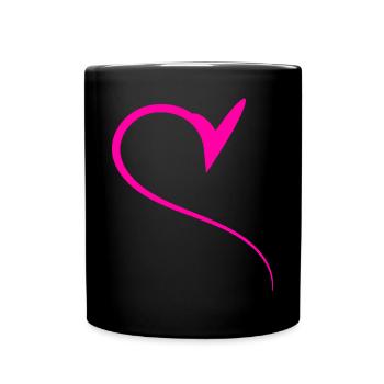Halbes Pinkes Herz Simpel - Tasse einfarbig - Schwarz - Vorne