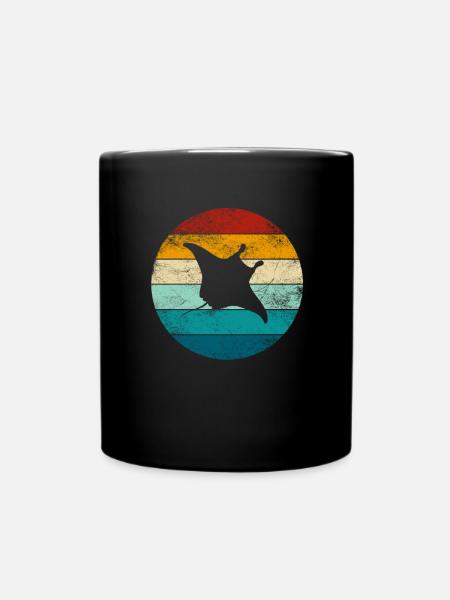 Stachelrochen Manta Rochen Retro Geschenk - Tasse einfarbig - Schwarz