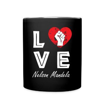 Nelson Mandela Love Freedom Faust Afrique du Sud - Mug uni - noir - Devant