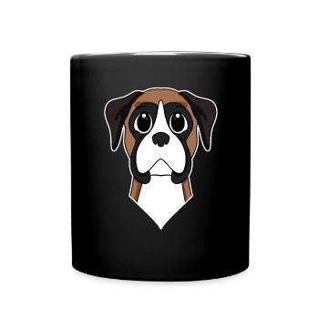 Deutscher Boxer Kopf Hund Hundebesitzer - Tasse einfarbig - Schwarz - Vorne