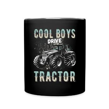 Coole Jungs fahren Traktor Trecker Junge Bauernhof - Tasse einfarbig - Schwarz - Vorne