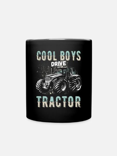 Coole Jungs fahren Traktor Trecker Junge Bauernhof - Tasse einfarbig - Schwarz
