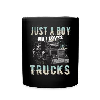 juste un garçon qui aime les camions - Mug uni - noir - Devant