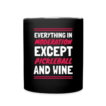 Funny Wine and Pickleball - Tasse einfarbig - Schwarz - Vorne