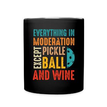 Funny Wine and Pickleball - Tasse einfarbig - Schwarz - Vorne